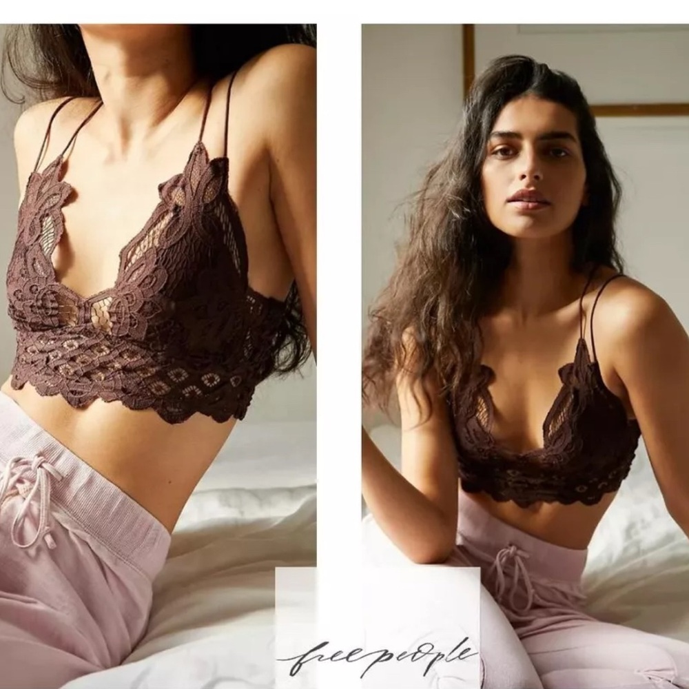 Free People Black Crochet Lace Bralette Whimsigoth Romantic Women’s Size XS NWT